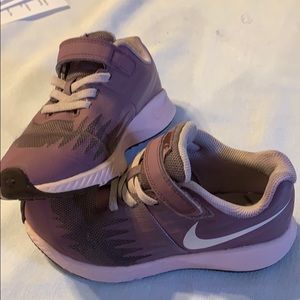 Girls Lavender Nike Shoes Velcro and Faux Laces.